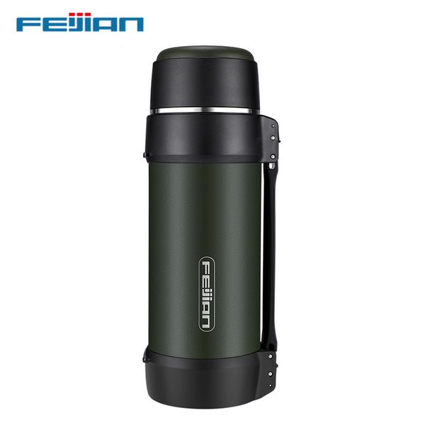 FEIJIAN Army Green Botella de termo de agua con aislamiento de doble pared 1.8L Taza de viaje Taza de café Frascos para acampar Sport Thermo Jugs LJ201218