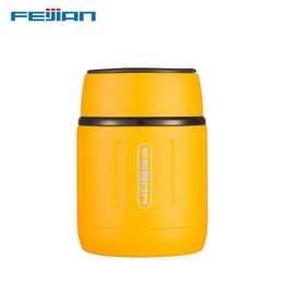 Feijian Lunch Box Office Outdoor Food Thermos 500ml Draagbare Roestvrijstalen Voedsel Soep Containers Vacuümflessen Thermocup LJ201221