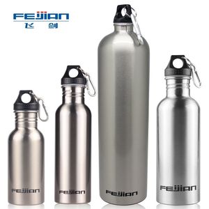 Bouteille d'eau de sport Feijian 304 Flacon en acier inoxydable Flacon à bouche large Cantine anti-fuite 750 ml 1000 ml 1800 ml 1,8 L 201128