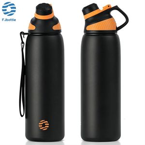 FEIJIAN Thermos avec couvercle magnétique Sport de plein air bouteille d'eau en acier inoxydable garder le flacon à vide isolé au froid 1000 ml 240325