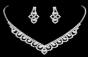 FEIS doorboorde bloem glanzende diamanten ketting en oorbellen set bruid jewerly siliver huwelijksverjaardag accessoires2752175