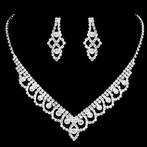 FEIS doorboorde bloem glanzende diamanten ketting en oorbellen set bruid jewerly siliver huwelijksverjaardag accessories301a