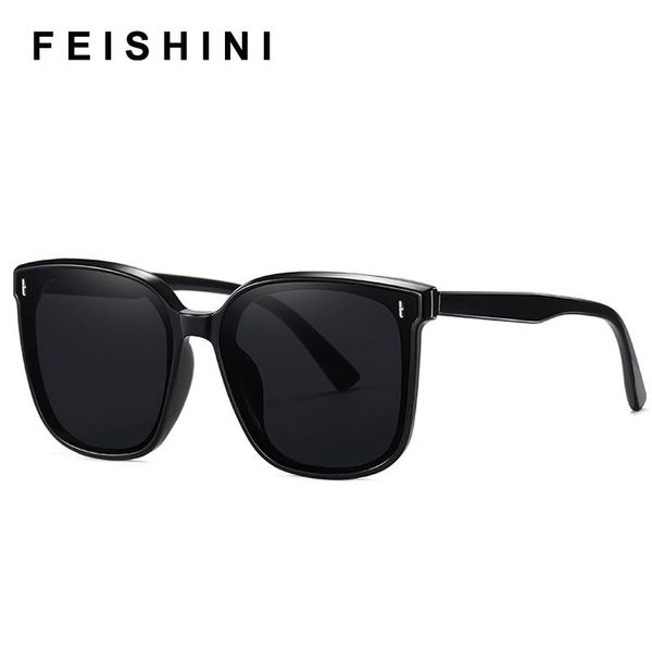 Lunettes de soleil Feishini 2021 marque concepteur unisexe femmes noir mode corée à la mode lunettes de soleil en plastique carré élégant nuances