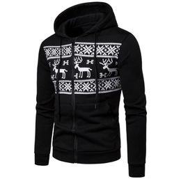 Feitong Mens Hoodie Sweatshirts Kerst gedrukte zipper Jumper pullover tops lange mouw winterkap sweatshirt kleding 307854534