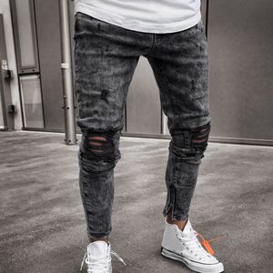 Feitong Top Brand Men Kleding 2019 Skinny Stretch denim broek noodlijdens gescheurde Freyed Slim Fit Jeans broek van mannelijke C19042101