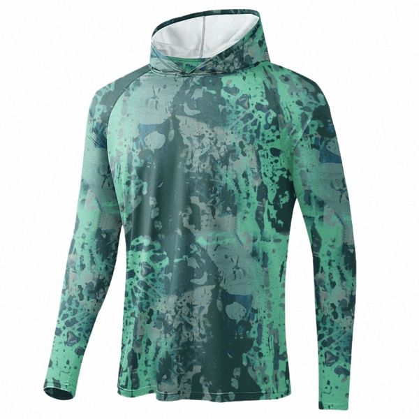 Feiyue chemise de pêche à capuche Lg manches UV Protecti homme extérieur Camoue évacuation de l'humidité Jersey pêche pélagique vêtements c8qg #