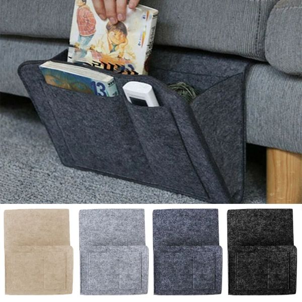 Organizador de almacenamiento de la cabecera de fieltro de la guía de la revista de la revista Bolsa de almacenamiento colgante Caja de pañuelo de bebé para la cama SOFA Side Pouch