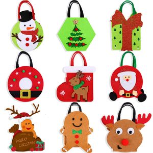 Bolsa de regalos de Navidad de fieltro, bolsas reutilizables para dulces con asas, bolsas de regalo de Navidad para niños, niñas, mujeres, suministros para fiestas navideñas