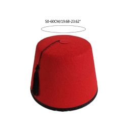 Feutre fez cap marocain rouge fez chapeau turc pour hommes pavillon noir tassels tarboosh