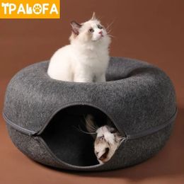 Felt Pet Cat House Cat Tunnel Bed Cats Interactive Toys Funny Kitten Grand chat Exercice de jouet amovible Pet Products Cat Villa 240430