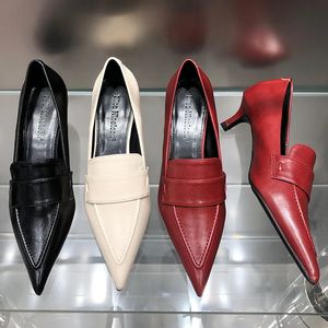 Femme 4.5 cm talons chaussures vin rouge femmes pompes diapositives chaussures mode bout pointu peu profond dames talons moyens chaussures 240312