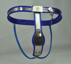 Dispositifs de chasteté Modèle réglable pour femme - Dispositif de ceinture de chasteté bleue de qualité supérieure en acier inoxydable # E07