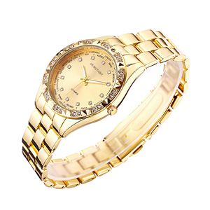 Montre-bracelet analogique femme ronde minimaliste Quartz bracelet en acier or Quartz doré montre cadeau