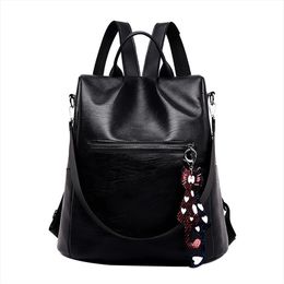 Vrouwelijke rugzakleer kleur Matching School Tas Wild Fashion Leisure Travel Bag Studententas Schouder Women Backpack L10236S