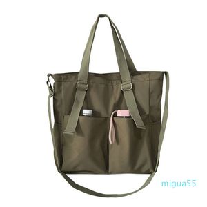 Femme sac Shoppers Simple mode sac à fermeture éclair couleur unie étudiant épaule étanche grande capacité bandoulière fourre-tout sacs