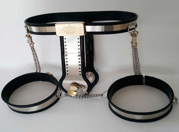 Pantalones de cinturón femenino Muelas del anillo de muslos Bdsm Bondage de acero inoxidable Dispositivo de restricción de metal erótico Sexy juguetes para mujeres adultas1346758