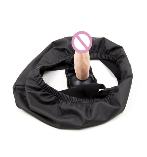 Sangle de cuir de sous-vêtements de ceinture féminine sur un pantalon de pénis en silicone anal