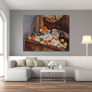 Femme toile Art nature morte avec pommes bol de fruits Paul Cezanne peinture artisanale oeuvre décor à la maison pour chambre