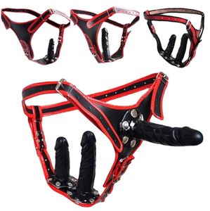 Product vrouwelijke kuisheidsapparaten riem met 4 -stijl anale plug en dildo soft pvc lederen broek seksproduct voor vrouwen gay sm bdsm speelgoed