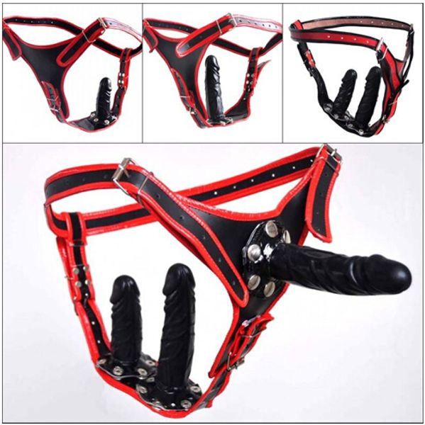 2022 ceinture de dispositifs de chasteté féminine avec 4 Style Plug Anal et gode pantalon en cuir Pvc souple produit de sexe pour les femmes Gay Sm Bdsm Sex Toys