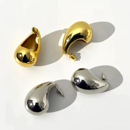 Dames Verkoperd 18K goud Oorknopjes Dames Metaal Glanzend Waterdruppel Open oorbellen Sieraden Goud Zilver Ooraccessoires Geschenk