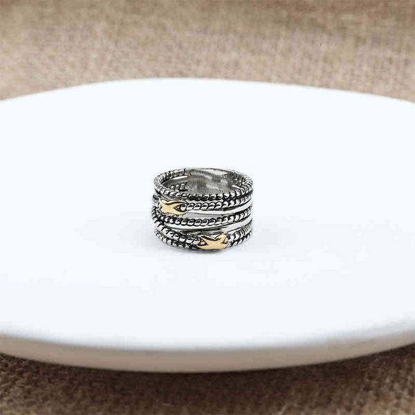 Joyería de diseñador para mujer, anillo cruzado, tendencia de moda retro para hombre, anillo de alambre trenzado de cobre clásico tejido, regalo de aniversario de compromiso X