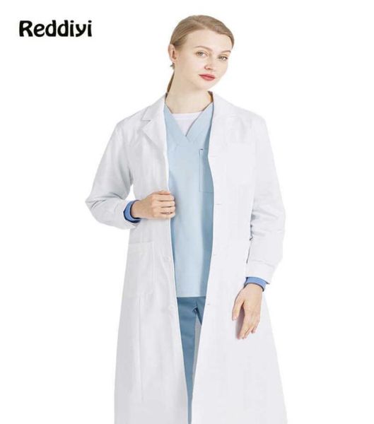 Uniforme de doctora, bata de laboratorio blanca, disfraz de enfermera para mujer, ropa de trabajo de esteticista, ropa médica delgada, monos de veterinaria 8605734