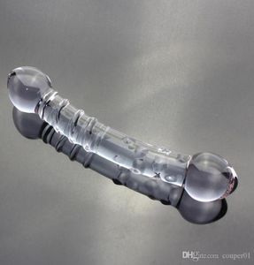 Vrouw Double Heads Magic Purple Crystal Ribs Glass Penis Dick Stick Analplug Dildos Adult Sex Toys Sexo Game Product voor dames7353525 BESTE KWALITEIT