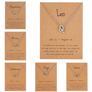 Female Elegant 12 Horoscope Zodiac Sign Gold Pendant Necklaces for Women Charm Choker Necklaces 12 Constellation Jewelry Gifts