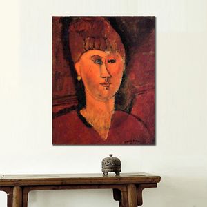 Figura femenina lienzo abstracto cabeza de mujer pelirroja Amedeo Modigliani pintura pintada a mano arte decoración de dormitorio