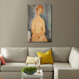 Vrouwelijke figuur canvas kunst zittend naakt Iii Amedeo Modigliani schilderij handgeschilderde olie moderne kantoor decor