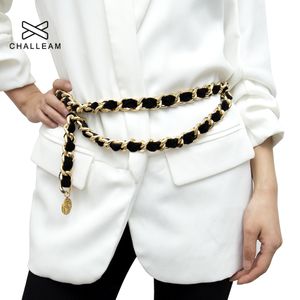 Femme frange alliage métal chaîne ceinture pour femmes gland flanelle or ceinture dames exagéré Vintage flocage taille chaîne 139