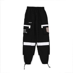 femme Hip-hop Harajuku Cargo pantalon été bf Big Pocket étudiants sportifs lâche ins plus la taille 210531