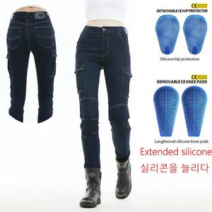 Femme Knight Elastic Motorcycle Femmes Jeans hautes taille sexy Racing Road Rider Rétravé les femmes pantalon de pantalon avec Protect 240408