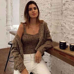 Vrouw gebreide trui vesten vrouwen vesten jassen causale oversized soft button up trui jumper uitloper herfst winter 210415