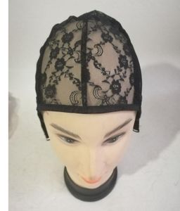 Capes de perruque en dentelle femelle Chapeau de casque de capuchon net avec bracelet réglable Black Mash Material Wig Headgear Mesh Grid Hair Extension 7502370