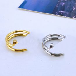 Vrouwelijke liefdesring mannelijke ontwerper ring paar sieraden titanium staal mode klassiek goud en zilveren roze gekleurde schroeven met diamant dubbele lus open ring