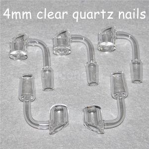 Femme Homme 10 14 18 mm Quartz Nails Accessoires pour fumeurs 4 mm d'épaisseur 45 90 degrés 100% Pure Banger Nail Domeless Glass Bong Bangers