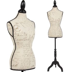Female Mannequin Torso Dress Form Display W/ Black Tripod Stand Designer Pattern