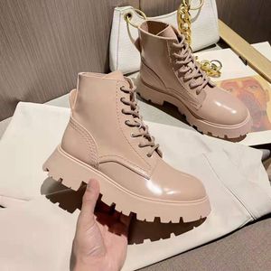 Vrouwelijke Martin Hoge Kwaliteit Enkellaarzen Luxe Designer Schoenen Lederen Dames Platform Boot Maat 35-40 met Box XX-0267