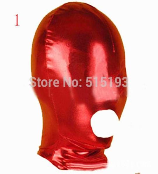 Jouets Sexy pour hommes et femmes, visage d'esclave fétichiste, masque à capuche en spandex, bouche ouverte, jeux Audlt, produits sexuels, rouge, noir, 2628717