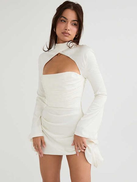 Femme Mini robe soie Satin belle mariage invité robes de soirée 2022 Chic une ligne drapée dos nu élégant vêtements