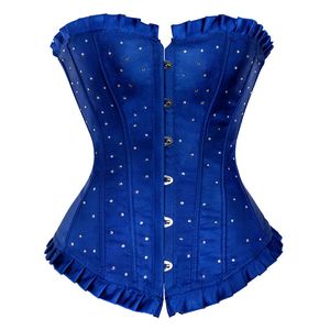 Plus Size Cupless Rhinestone Corset Top - Overbust Bustier Shaper in Black, Blue, Red, Purple - Sizes up to 6XL