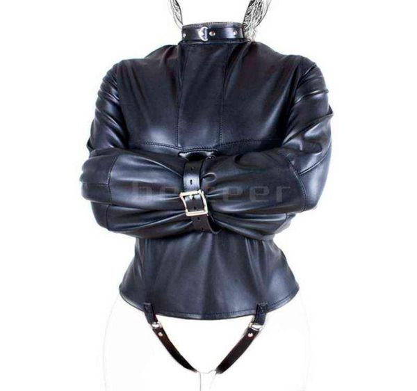 Femelle Pu En Cuir Réglable Lié Bondage Veste Droite Manteau Harnais De Corps Femmes Jeu De Rôle Fétiche Sex Toys pour Couple Adulte H7715566