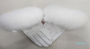 Vrouwelijke echte lederen handschoenen met echte bontmoordvrouwen Warm Winter echte lederen handschoenen dames casual handwarmer9934233