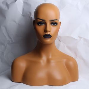 Vrouwelijke realistische glasvezel mannequin hoofd buste voor pruik sieraden en hoed display YNF022258o