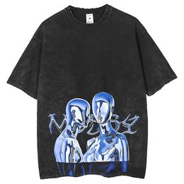 Vrouwelijke Robot Metalen T-shirt Punk Stijl Mannen Korte Mouwen Ademend Losse Ronde Hals Top Wasbare Ouderwetse