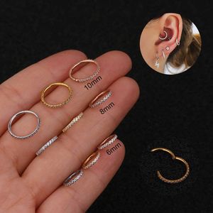 Boucles d'oreilles en boucle fermée avec zircon incrusté sur le côté pour femme en acier inoxydable pur sans couture anneau d'oreille ouvert simple boucle d'oreille boucle d'oreille véritable glacé zircon cubique Brinco