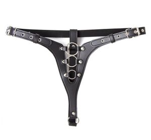 Lingerie sexuelle féminine érotique en cuir PU, culotte noire Sexy, string, ceinture de chasteté, sous-vêtements, slip de Bondage fétichiste pour femmes