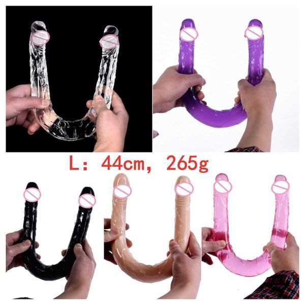 Jouets sexuels féminins pénis de dragon à double tête plug anal allongé transparent simulation de cristal lesbien bâton de masturbation produits pour adultes